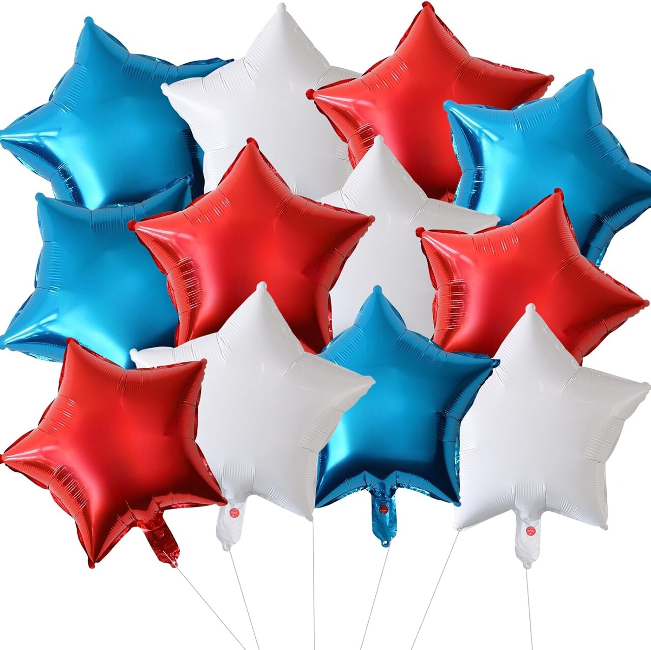 18 Pieces 18 Inches Red White Blue Stars Balloons, USA Themed Aluminum Foil Balloons for 4th of July, Independence Day Patriotic Birthday Party Decorations